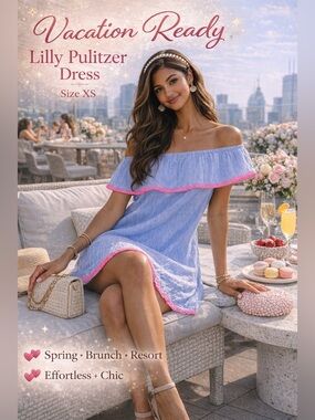 Lilly Pulitzer Off-The-Shoulder Dress – Size XS 💙